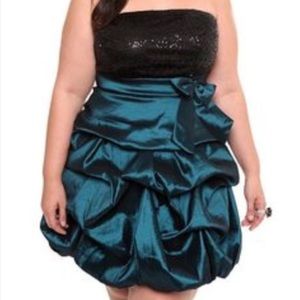 Torrid peacock-colored formal dress with sequins